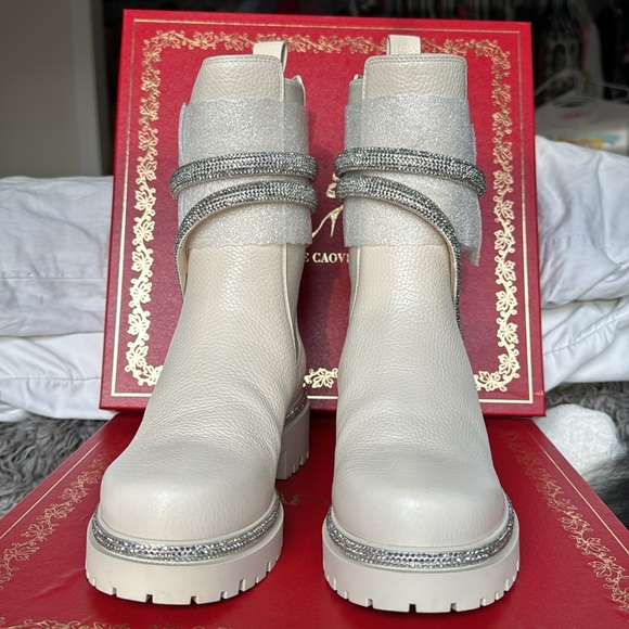 RENE CAOVILLA BOOTS WHITE IVORY WOMENS SIZE 35 5 - Picture 4 of 17